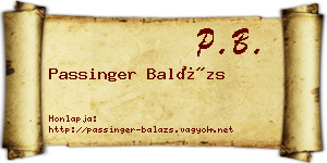 Passinger Balázs névjegykártya